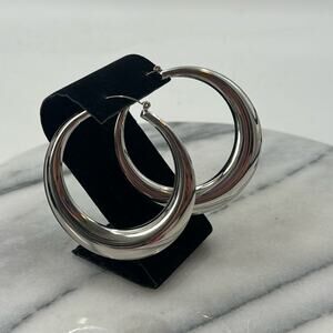 NWOT large silver hoop earrings